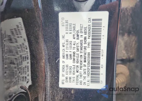 2013 Honda Accord Sport z USA, uszkodzony, nr VIN 1HGCR2F52DA255686